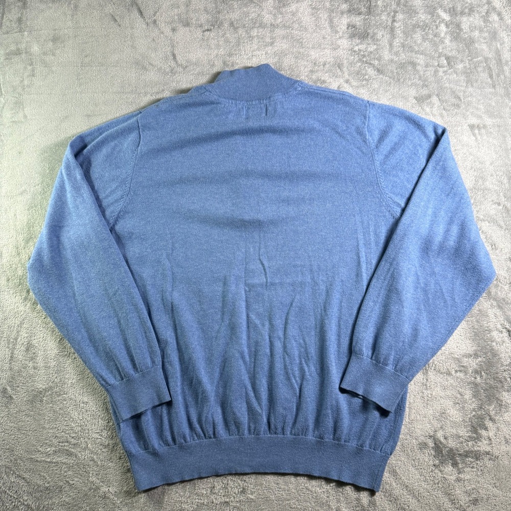 LL Bean Cotton Cashmere 1/4 Zip Pullover Sweater Knit Top Blue L - Picture 4 of 7